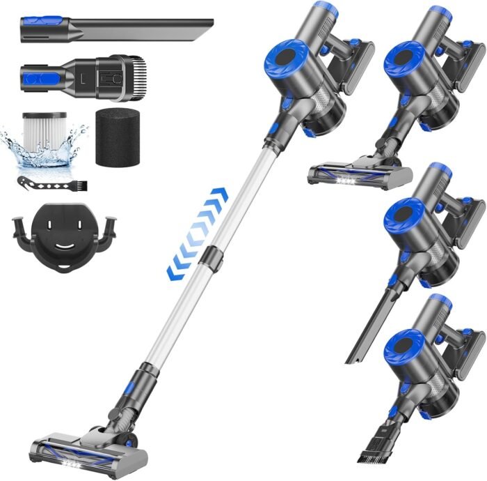 Cordless Vacuum Cleaner, Power Suction Stick Vacuum Cleaners with 2200 mAh Battery,8-in-1 Lightweight Self-Standing, 35 Mins Runtime for Home Hard Floor Low-Pile Carpet Pet Hair - Image 2