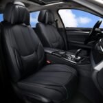 Coverado Car Seat Covers 5 Pieces, Full Set Universal Seat Covers for Cars, Waterproof Nappa Leather Auto Seat Protectors with Head Pillow, Car Interiors Fit for Most Sedans SUV Pick-up Truck, Black - Image 2