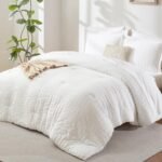 CozyLux Queen Comforter Set White Seersucker 7 Pieces Bed in a Bag Queen Comforter Set with Sheets, Luxury Soft Bedding Set with Down Alternative Comforter, Sheets, Pillowcases & Shams for All Seasons - Image 2