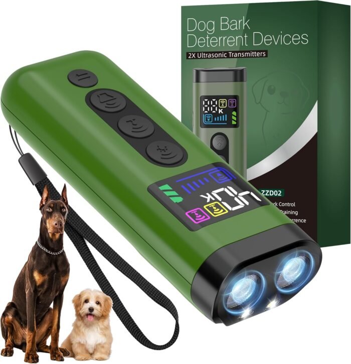 Dog Bark Deterrent Device, 65 FT Range,3X Ultrasonic Bark Deterrent Device & Ultrasonic Dog Trainer - Anti-Barking Device with Color Display, Safe & Effective Alternative to Bark Collars - Green - Image 2