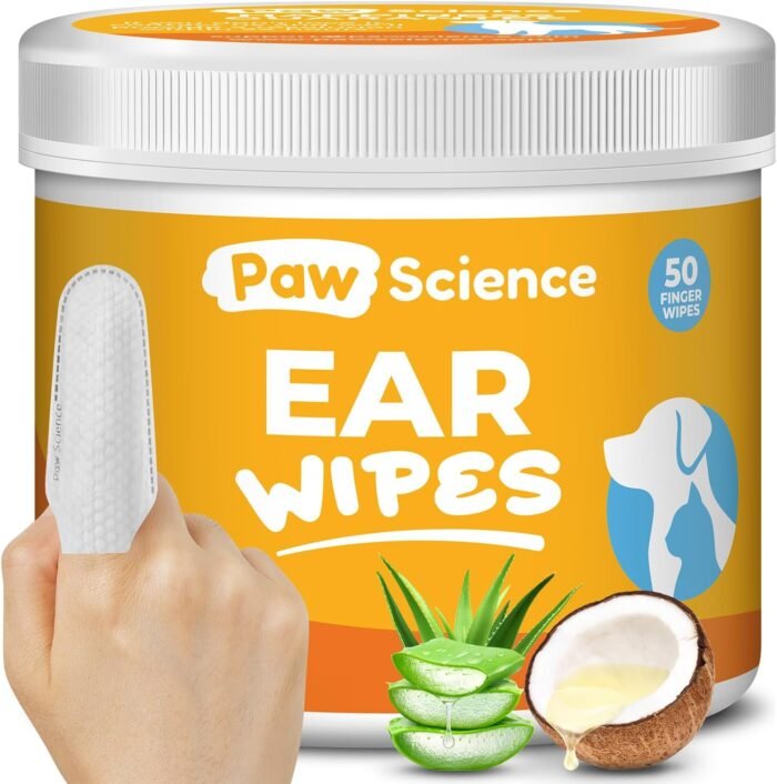 Dog Ear Cleaner Wipes – Finger Wipes for Dogs & Cats – Cleaning, Soothing, & Deodorizing Itchy Ears – Pet Ear Relief Solution (Coconut) - Image 2
