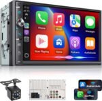 Double Din Car Stereo with 7" HD Touchscreen, Wireless Apple Carplay & Android Auto, Bluetooth, 240W, SWC, Subwoofer Output, Mirror Link, FM/AM Car Radio Receiver, Backup Camera - Image 2