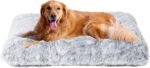 EHEYCIGA Fluffy Dog Crate Bed for Extra Large Dogs, Plush Faux Fur Pad, Calming Anti Anxiety XL Bed for Crate, Washable Soft Warm Dog Mat with Non-Slip Bottom, Grey - Image 2