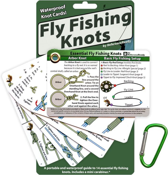 Fly Fishing Knot Cards - Waterproof Guide to 14 Essential Fly Fishing Knots - Includes Mini Carabiner - Image 2