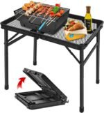 Folding Grill Table Camping Table with Mesh Desktop, Lightweight & Portable Outdoor Picnic Table, Height Adjustable Portable for Outside Inside Use - Image 2