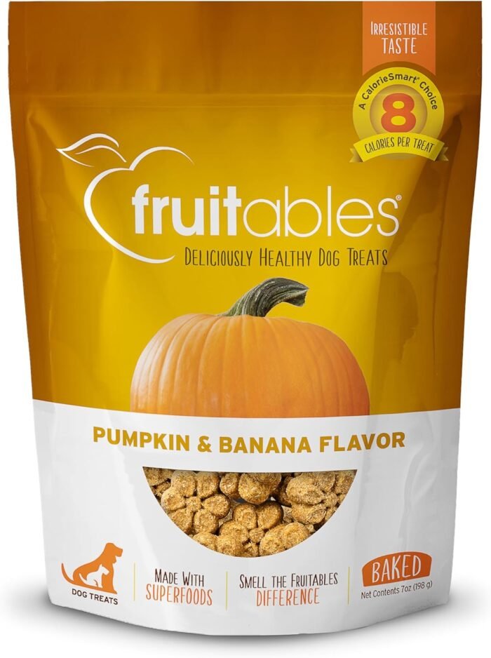 Fruitables Baked Dog Treats, Healthy Pumpkin Treat for Dogs, Low Calorie & Delicious, No Wheat, Corn or Soy, Made in the USA, Pumpkin and Banana Flavor, 7oz - Image 2
