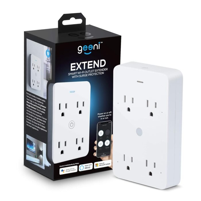 Geeni Smart Wi-Fi 4 Outlet Plug with Surge Protection - Compatible with Alexa & Google Home, White: 1-Pack - Image 2