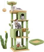 Globlazer Heavy Duty Cactus Cat Tree for Large Cats, Sturdy 72in Maine Coon Cat Tree for Large Cats 20 lbs+ Cactus Cat Tower for Adult Biggest Cats with 6 Scratching Posts, Hammock, S72, Green - Image 2
