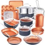 Gotham Steel True 20 Pc Ceramic Cookware Set Nonstick, Ceramic Pots and Pans Set Non Stick with Deep Square Pan Set & Bakeware Set, Non Toxic PFOA PFOS Free, Oven & Dishwasher Safe, No Cheater Pieces - Image 2
