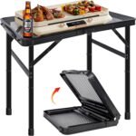 HPC Decor Folding Grill Table-Camping Table with Mesh Desktop,Portable Picnic Table with Carry Handle,27/56cm Height Adjustable Metal Table-Outdoor Grill Table,Folding Table for Outside Inside Use. - Image 2