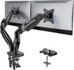 HUANUO Dual Monitor Stand - Full Adjustable Monitor Desk Mount Swivel Vesa Bracket with C Clamp, Grommet Mounting Base for 13 to 32 Inch Computer Screens - Each Arm Holds 4.4 to 19.8lbs - Image 2