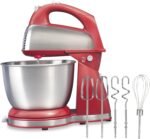 Hamilton Beach Classic Stand and Hand Mixer, 4 Quarts, 6 Speeds with QuickBurst, Bowl Rest, 290 Watts Peak Power, Red (64654) - Image 2