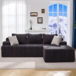 Hobestluk 96” Modular Sectional Sofa Couches L-Shape Couch 3 Seat Modular Sofa Memory Foam Sectional Couches for Living Room, Cloud Couch with Oversized Chaise (Grey, Stripe (Right Facing Chaise)) - Image 2