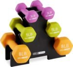 HolaHatha 2, 3, 5, 8, and 10 Pound Neoprene Dumbbell Free Hand Weight Set with Rack, Ideal for Home Exercises to Gain Tone and Definition, Pastel - Image 2