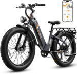 Jasion Thunder Electric Bike, 1500W Peak Motor, 30+MPH Max Speed & 80 Miles with 486Wh Removable Battery, APP Control Ebike for Adults, Hydraulic Brakes, Front Suspension, 26'' x 4'' Fat Tire Bicycles - Image 2