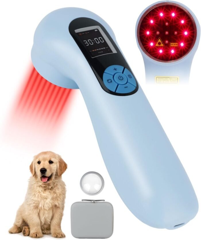 LLLT Cold Laser Therapy Device with Protective Magnetic Cover, 5 * 808nm & 10 * 650nm Human/Vet Handheld Infrared Red Light Therapy, Pet Dogs Treatment Device for Muscle Pain Relief & Improve Healing - Image 2