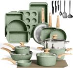 MAISON ARTS Pots and Pans Set Non Stick, 30 Piece Kitchen Cookware & Bakeware Sets with Granite Coating, Pots and Pans Sets for Cooking Nonstick, Green - Image 2