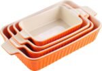 MALACASA Bakeware Set of 4, Porcelain Baking Pans Set for Oven, Casserole Dish, Ceramic Rectangular Baking Dish Lasagna Pans for Cooking Cake Kitchen, Orange(9.4"/11.1"/12.2"/14.7"), Series BAKE.BAKE - Image 2