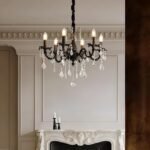 MODIVO 6-Light Crystal Chandelier for Living Room, 60" Chain & 21" Diameter with E12 Bulbs, French Vintage Hanging Light Fixture - Image 2
