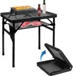 MSDADA Folding Grill Table, Height Adjustable Aluminum Table with Mesh Desktop and Mesh Bag, Portable Grill Table for Outdoor Camping, Picnic, Patio, Dining, BBQ, Party, Black, 23.6×15.7 inch - Image 2