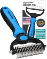 Maxpower Planet Original Pet Grooming Rake - Double-Sided Deshedding Dematting Tool, Undercoat Rake for Dogs & Cats, Extra-Wide Dog Grooming Brush & Deshedder Comb for Long Hair, Reduces Shedding 95% - Image 2