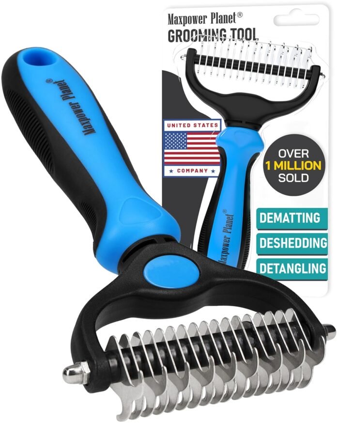 Maxpower Planet Original Pet Grooming Rake - Double-Sided Deshedding Dematting Tool, Undercoat Rake for Dogs & Cats, Extra-Wide Dog Grooming Brush & Deshedder Comb for Long Hair, Reduces Shedding 95% - Image 2