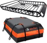 MeeFar Roof Rack Carrier Basket Universal Rooftop 51" X 36" X 5" + Waterproof Bag 15 Cubic Feet (44" 34" 17"), and Cargo Net with Attachment Hooks, Ratchet Straps - Image 2