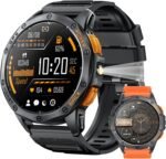 Military Smart Watches Built-in GPS, 170+ Sport Modes for Men with Flashlight, Smartwatch for Android Phones and iPhone, 1.43" AMOLED Screen Bluetooth Call Compass Altimeter (Black & Orange (2 Bands)) - Image 2