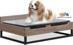Milo Wooden Dog Bed, Plush Mattress Comforts The Pets with Bone Diseases, Water Resistant, Greenguard Gold Certified, Mattress, Non - Toxic Pet Proof Paint, Walnut - Image 2