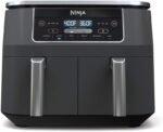 Ninja DZ201 Foodi 8 Quart 6-in-1 DualZone 2-Basket Air Fryer with 2 Independent Frying Baskets, Match Cook & Smart Finish to Roast, Broil, Dehydrate & More for Quick, Easy Meals, Grey - Image 2