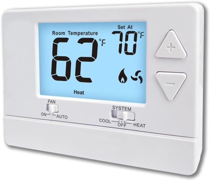 NonProgrammable Thermostat for Home, Digital Energy-Saving Thermostat,Single-Stage Systems, 1 Heat/1 Cool, Easy DIY Install,White Backlight - Image 2