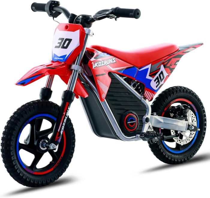 OLALA 36V Electric Dirt Bike for Kids Aged 3-8, Brushless 250W Racing Grade Electric Motorcycle, Up to 15.5MPH & 3 Speed Settings, Safe Disc Brakes, 12'' Off-Road Knobby Tires, Red - Image 2