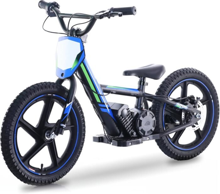 OLALA Electric Dirt Bike for Kids Aged 5-10, 340W Racing Grade Electric Motorcycle with Aluminum Frame, Up to 12MPH & 3 Speed Settings, Safe Disc Brakes, 16IN Knobby Tires - Image 2