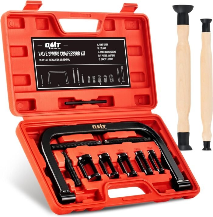 Orion Motor Tech Valve Spring Compressor, 10pcs Valve Spring Removal Tool with Solid C Clamp, 5pcs Collet Pusher Adapters for Motorcycle, ATV, Car, Small Engine Vehicle Equipment - Image 2