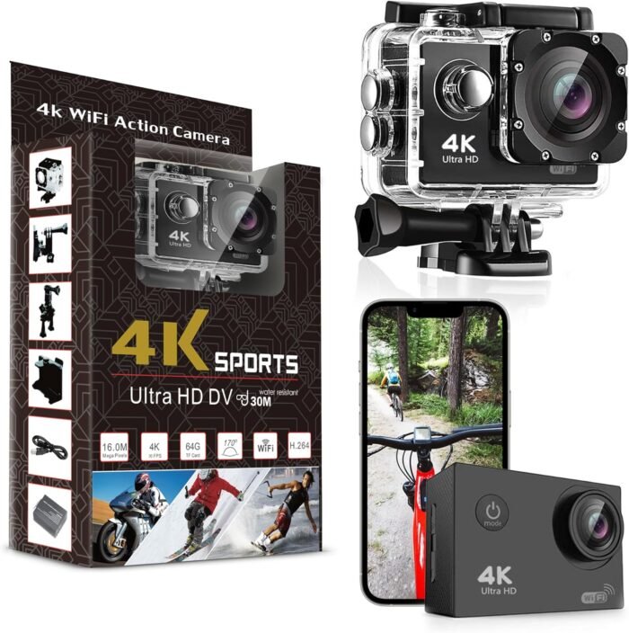 Pro Xtreme 4K Action Camera - Ultra HD Waterproof Camera Video Camera with Wi-Fi, 170° Wide Angle Lens, Image Stabilization, Multiple Mounting Options - Perfect Underwater Camera Snorkeling - Image 2