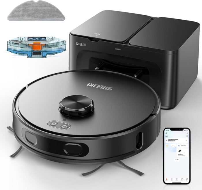 Robot Vacuum and Mop, 3-in-1 Robotic Vacuum Cleaner with 70-Day Self-Emptying Base, 360° LiDAR Navigation, Smart Mapping & Auto-Return, 6000Pa Strong Suction for Pet Hair, Carpets & Hard Floors - Image 2