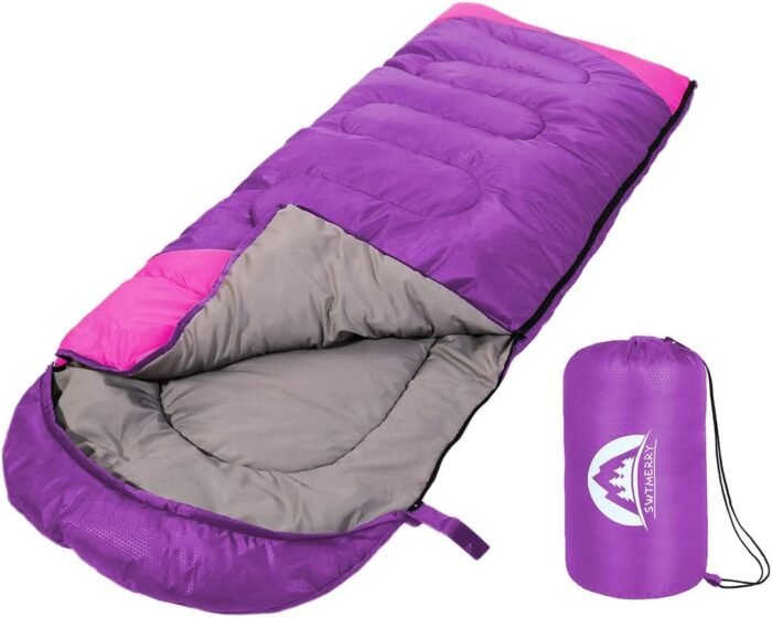 SWTMERRY Sleeping Bag 3 Seasons (Summer, Spring, Fall) Warm & Cool Weather - Lightweight,Waterproof Indoor & Outdoor Use for Kids, Teens & Adults for Hiking and Camping - Image 2