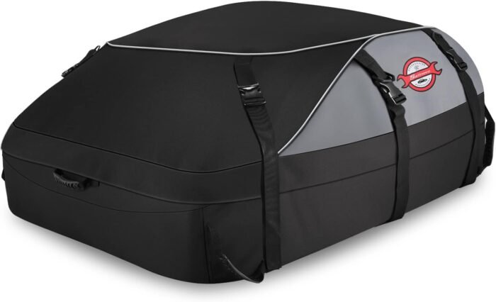 Sailnovo Car Rooftop Cargo Carrier Roof Bag, 20 Cubic feet Waterproof Roof Cargo Carrier fit car with/Without Luggage Rack - Vehicle Soft Shell Roof Cargo Box with Tie-Down Strap, Safety Hook - Image 2