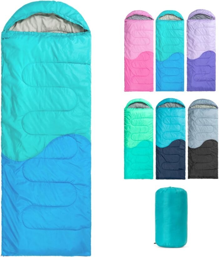 Sleeping Bag - 3 Seasons for Adults Kids Boys Girls Camping Hiking - Warm Cold Weather Lightweight Portable with Compression Bag for Backpacking in Spring, Summer, Fall and Winter - Image 2