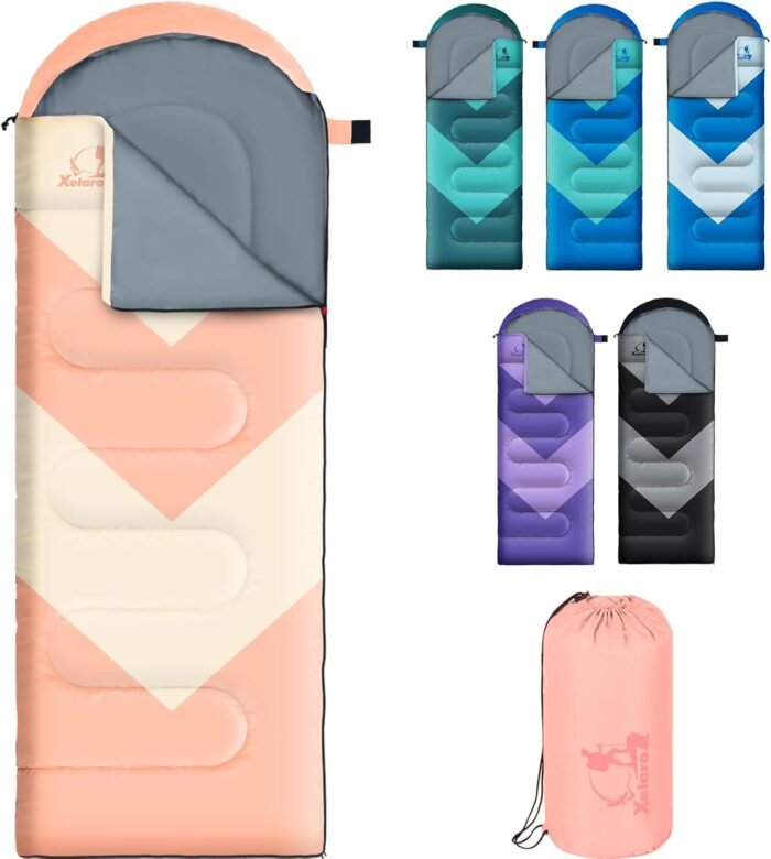 Sleeping Bag for Adults, Girls, Boys - 3 Season Warm & Cool Weather Lightweight Waterproof Camping Bag for Hiking, Outdoor Travel - Image 2