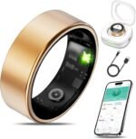 Smart Health Ring for Women Men Fitness Tracker with Heart Rate, Blood Oxygen, Blood Pressure, Sleep Monitoring, Step Counting, IP68 Waterproof for iPhone and Android, No Subscription Fee, Gold 8 - Image 2