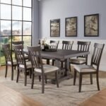 Steve Silver Furniture Napa 9pc Dining Table Set, 72"-90"-108" Dining Table w/ 2-18" Leaves, 8 Upholstered Side Dining Chairs, Farmhouse Design, Dining Room, 72" L x 42" W x 30.5" H, Brown - Image 2