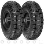 TICONN 10" Solid Tires, 2 Pack Flat Free 4.10/3.50-4'' Wheels with 5/8” Axle Bore Hole and Double Sealed Bearings (Black, 2PK) - Image 2