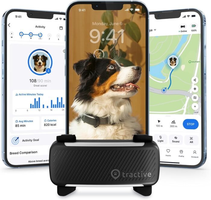 Tractive Smart Dog GPS Tracker | Live Pet Tracker with Virtual Fence | Vital Signs Monitoring of Heart & Respiratory Rate | Bark Monitoring | Dog Collar Attachment (Black) - Image 2