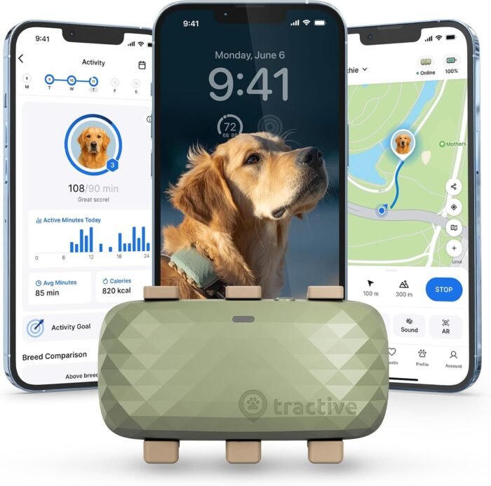 Tractive XL Smart Dog GPS Tracker | Live Pet Tracker with Virtual Fence | Vital Signs Monitoring of Heart & Respiratory Rate | Up to 1-Month Battery Life | Dog Collar Attachment (Green) - Image 2