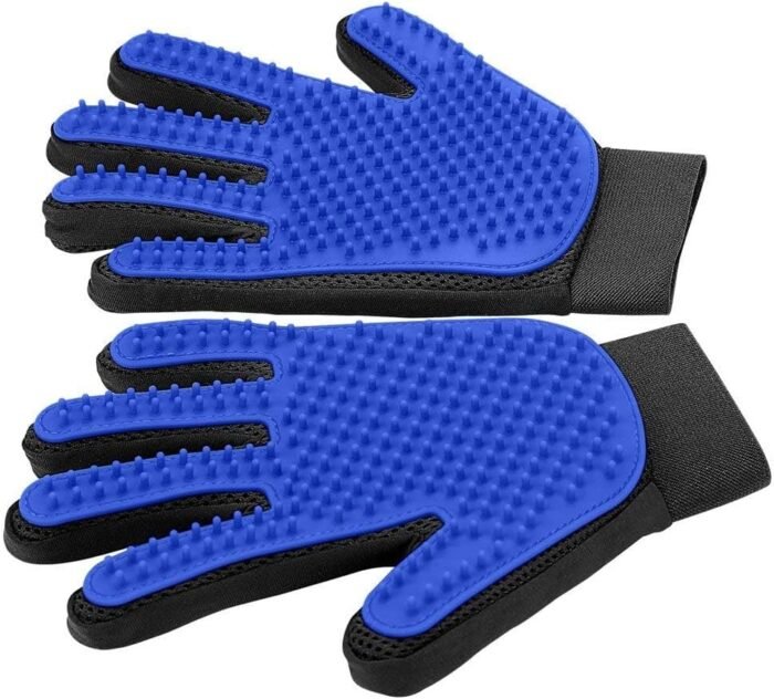 Upgrade Efficient Pet Hair Remover Gloves - Gentle Shedding Brushes for Dogs, Cats & Horses with Long and Short Hair - 1 Pair (Blue) - Image 2
