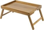 VaeFae Acacia Bed Table Tray, Wooden Breakfast Tray with Folding Legs, Bed Tray for Eating and Laptop, Eating Trays for Bedroom - Image 2