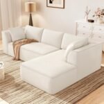 Vesgantti 106" Cloud Sectional Couch with Chaise, Deep Seat Modular Sectional Sofa Chenille Memory Foam Sofa Boneless Couches for Living Room Bedroom, No Assembly Required (Beige, Right-Facing Chaise) - Image 2