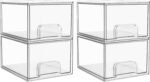 Vtopmart 4 Pack Clear Small Stackable Storage Drawers,Acrylic Bathroom Makeup Organizer,Plastic Storage Bins For Vanity, Undersink, Kitchen Cabinets, Pantry, Home Organization - Image 2