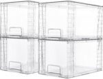 Vtopmart 4 Pack Large Stackable Storage Drawers,Easily Assemble Acrylic Bathroom Closet Undersink Organizers and Storage,Plastic Bins for Kitchen Cabinets,Pantry,Makeup,Medicine Organization - Image 2